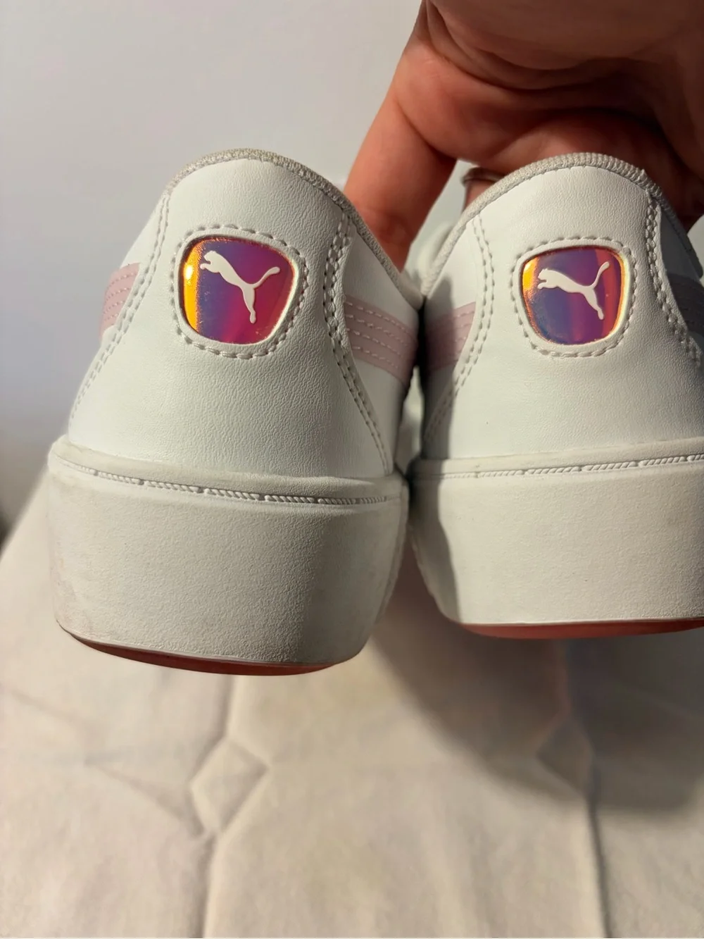 Puma White Sneakers with Light Pink Accents